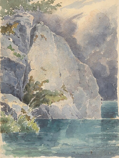 Rock above a Lake, 1862, Friedrich Carl von Scheidlin