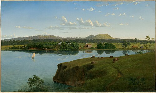 Purrumbete from across the lake, 1858, Eugene von Guérard