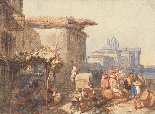 A Market Scene in Venice, , Charles Bentley