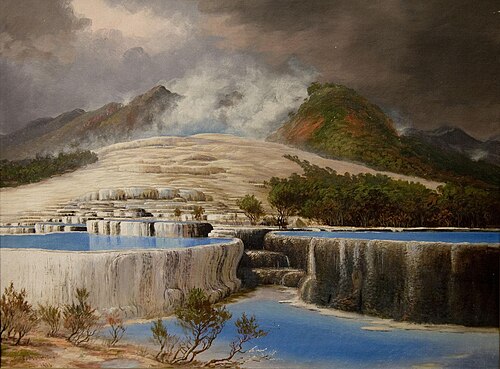 White terraces, Rotomahana, 1903, Charles Blomfield