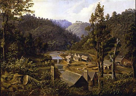 A Bush Mill, Whatipu, West Coast, 1880, Charles Blomfield