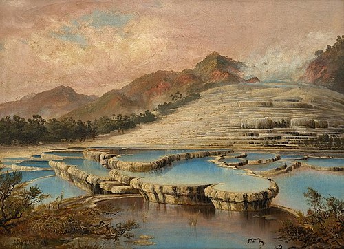 White Terrace, Rotomahana, 1893, Charles Blomfield