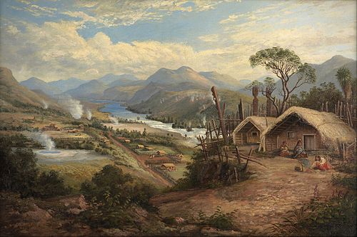 Orakei Korako on the Waikato, 1885, Charles Blomfield