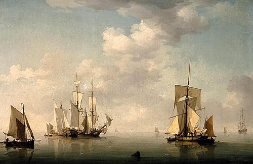 Shipping in a Calm, 1750, Charles Brooking