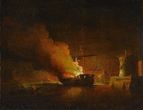 Ship on Fire, , Charles Brooking