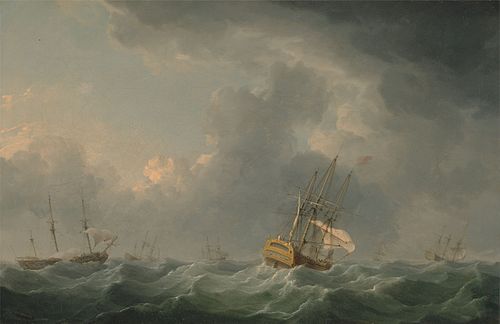 English Ships Running before a Gale, 1759, Charles Brooking