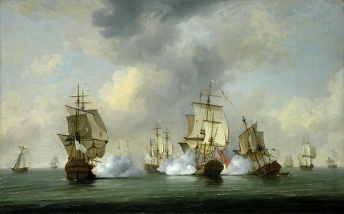 Commodore Walker's Action: the Privateer 'Boscawen' Engaging a Fleet of French Ships, 23 May 1745, 1750, Charles Brooking