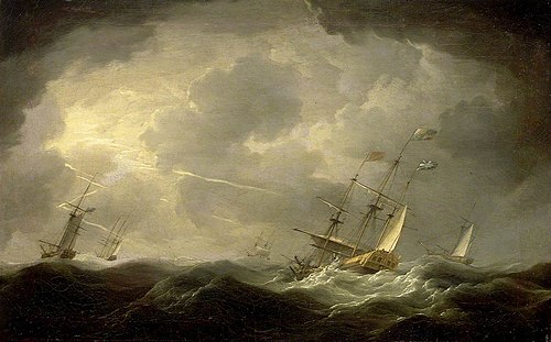 Royal Yachts in a Storm, 1750, Charles Brooking