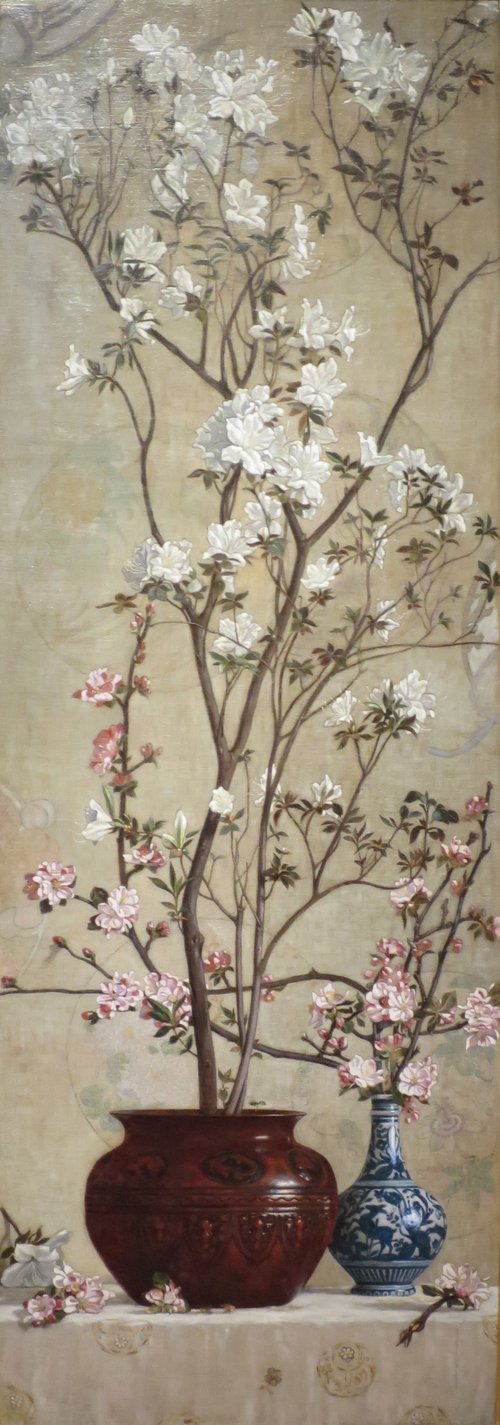 Azaleas and Apple Blossoms, 1879, Charles Caryl Coleman