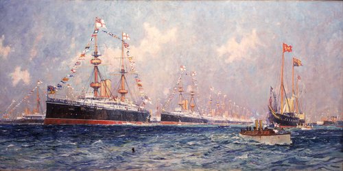 'In Honour of our Queen': Queen Victoria's Diamond Jubilee Review at Spithead, 26 June 1897, 1898, Charles Dixon