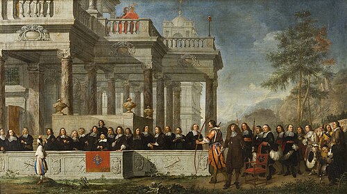 The Legend of William Tell shown to the Antwerp Guild of St Sebastian, 1672, Charles Emmanuel Biset