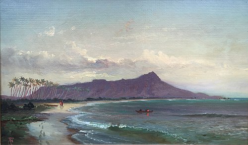 Diamond Head, Waikiki Beach, and Helumoa Coconut Grove, Honolulu, 1880, Charles Furneaux