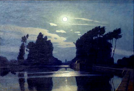 Lever de Lune sur un canal, 1890, Charles Guilloux