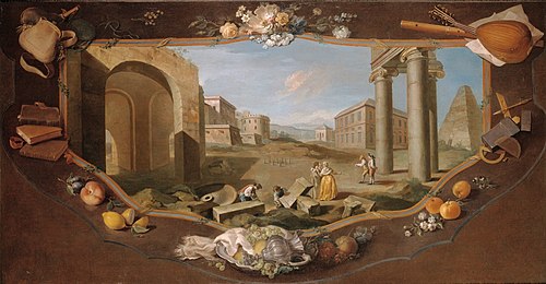 Paysage avec perspective architecturale., 1779, Charles Joseph Flipart