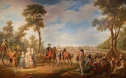 Revue du régiment d'Alsace passée à Strasbourg par le comte Jacques-Philippe de Choiseul-Stainville, 1780, Charles Lepeintre