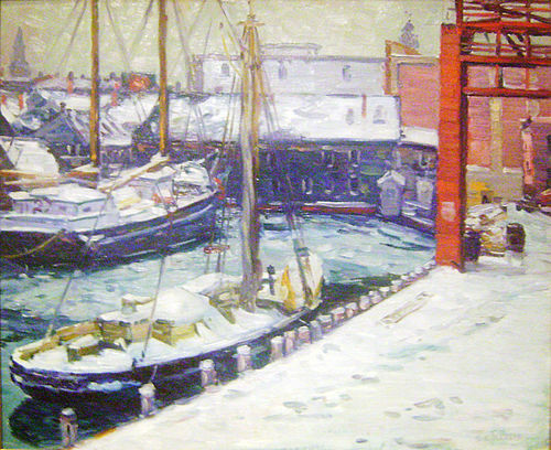 Wharf Scene in Winter, 1910, Charles Salis Kaelin