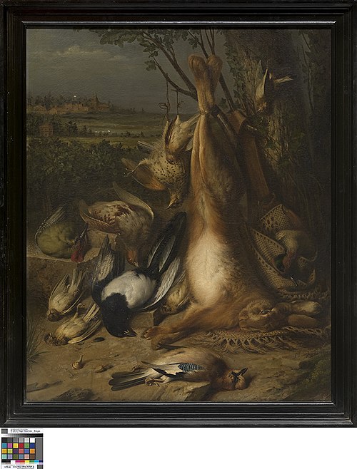 Stilleven met jachtbuit, 1869, Charles Devos