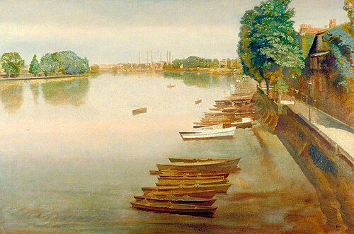 Lower Mall, Hammersmith, Looking towards Chiswick Reach, 1925, Charles Sims
