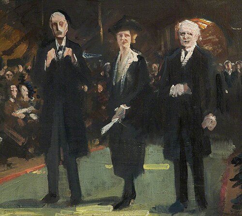 Lady Astor (1879–1964), Lord Balfour (1848–1930), and David Lloyd George (1863–1945), , Charles Sims