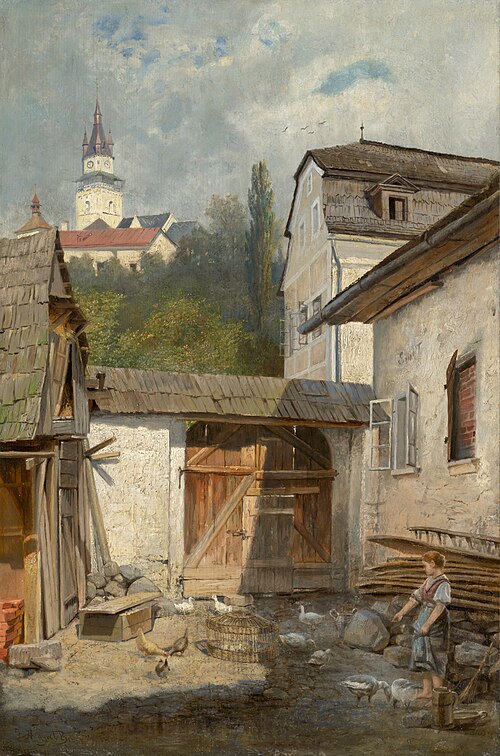 Courtyard in Kremnica, 1890, Vojtech Angyal