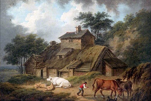 Farmer and His Dog Herding Cattle, , Charles Towne