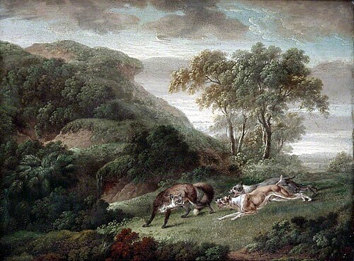 Two Bull-Terriers Attacking a Fox, 1802, Charles Towne