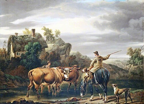 Farmer on Horseback Carrying a Calf, 1808, Charles Towne