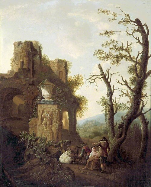Classical Ruins with Peasants and Goats, 1814, Charles Towne