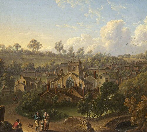 The Priory Church and Village of Upholland, 1815, Charles Towne