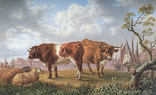 Cattle on a River Bank, 1818, Charles Towne