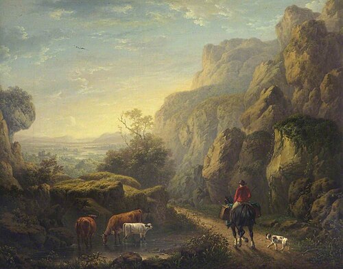 Traveller on a Road in Snowdonia, 1822, Charles Towne