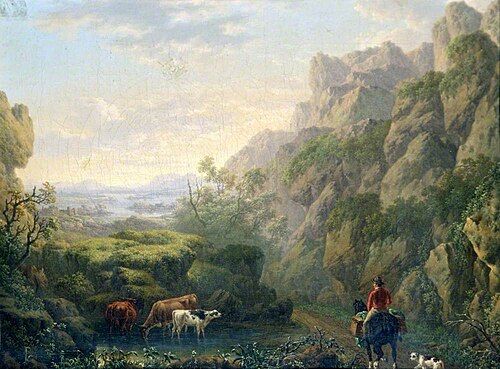 Traveller on a Road in Snowdonia, 1823, Charles Towne