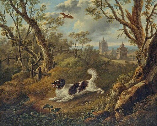 Spaniel Putting Up a Woodcock, 1824, Charles Towne