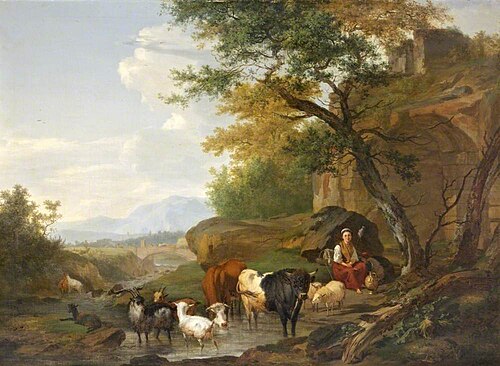 Italianate Landscape With a Peasant Woman Spinning, , Charles Towne