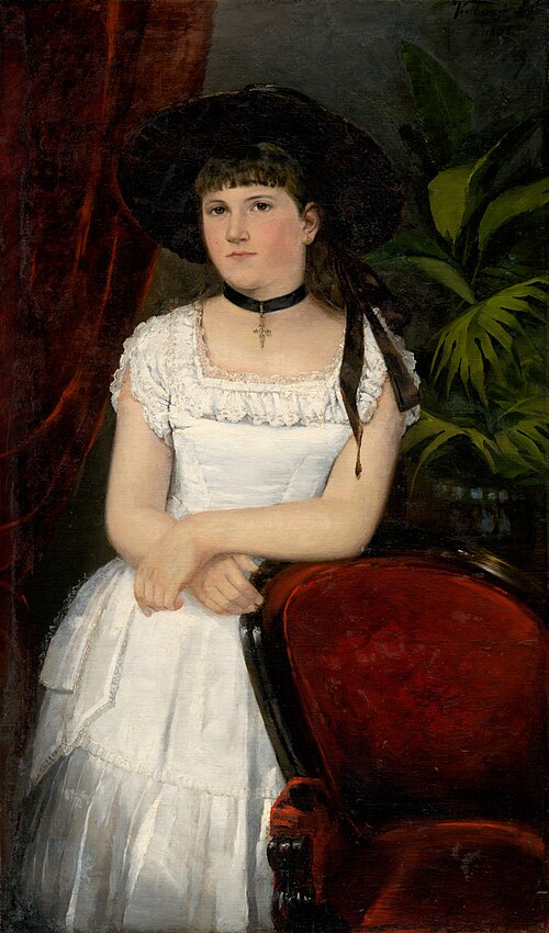 Portrait of a Girl in Black Hat, 1895, Lajos Kubanyi