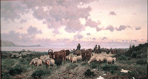 Les Troupeaux à Mondello, 1894, Francesco Lojacono