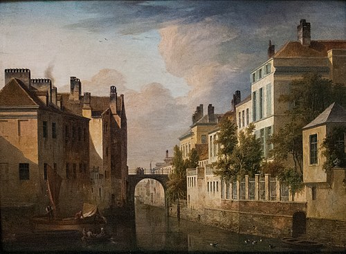 The Walpoort Bridge in Ghent, 1835, Pieter-Frans De Noter