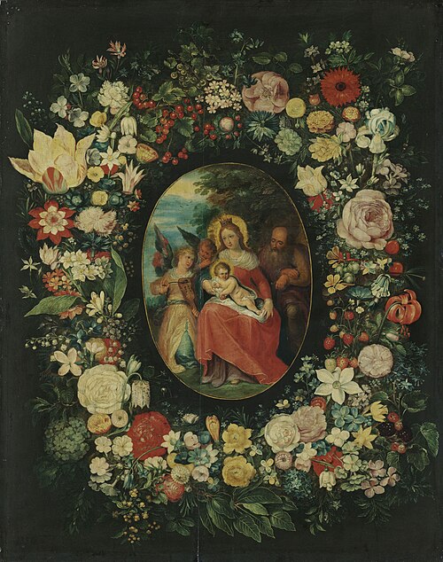 The Holy Family in a Flower Garland, 1640, Andries Daniels