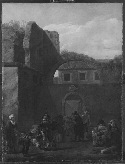 Armenspeisung im Klosterhof, 1626, Andries Both