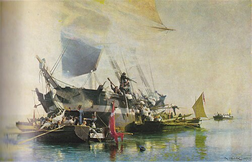 English Brig Attacked by Danish-Norwegian gunboat, 1887, Christian Mølsted