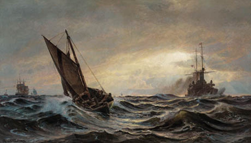 Storm at Drogden in the Sound., 1919, Christian Mølsted