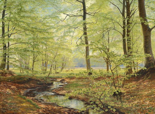 Beech trees in springtime., 1897, Christian Zacho