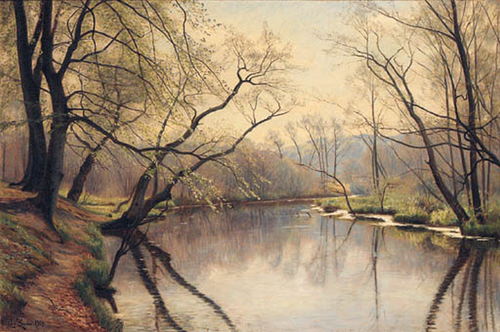 A tranquil river landscape., 1904, Christian Zacho