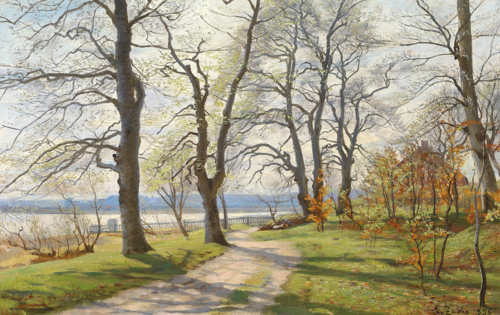 Springtime near a house at an inlet., 1886, Christian Zacho