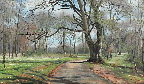 Spring forest with anemones and beech trees, 1910, Christian Zacho