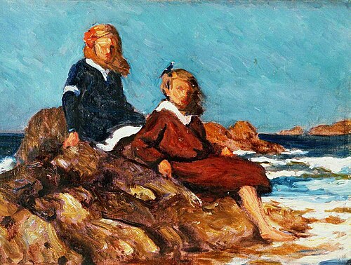 Holidays, Village Girls at Llangrannog, 1915, Christopher Williams