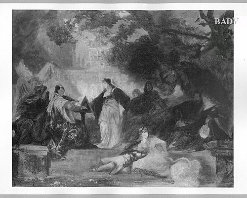 Party with musicians in an Ital. garden, 1865, Hans Makart