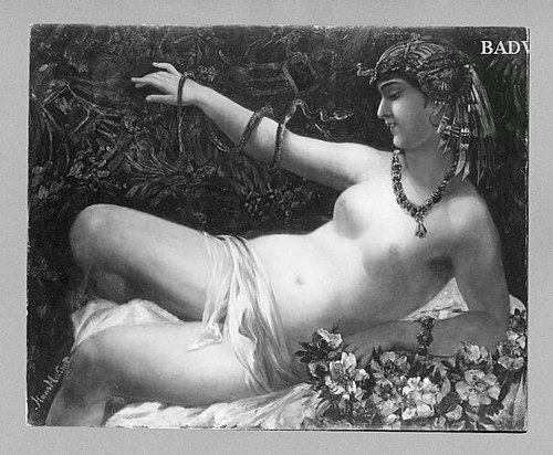 Lying Cleopatra with snake, 1865, Hans Makart