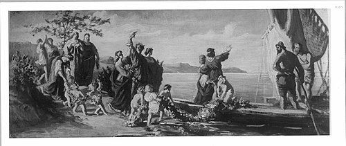 Vornehme Gesellschaft geht zu Schiff, 1865, Hans Makart