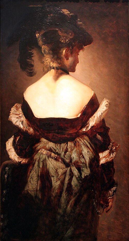 Lady with feather hat, 1875, Hans Makart